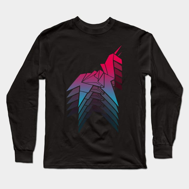 Unicorn Origami Long Sleeve T-Shirt by VanHand